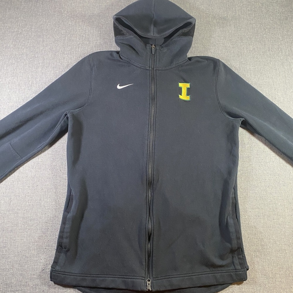 Nike Hooded Full Zip Jacket Mens Large Black Green I‎ Letter School Team Logo